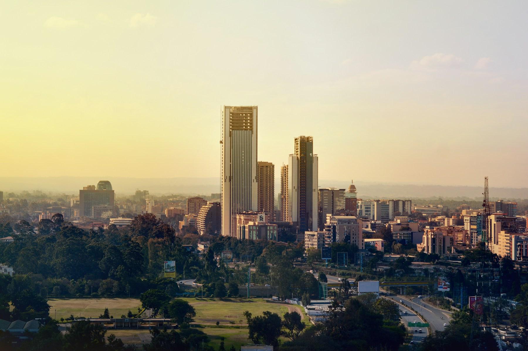 Nairobi skyline at golden hour